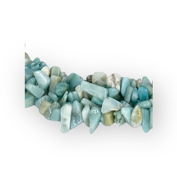 new Larimar Dolphin Stone Collar Necklace ❤︎ Woven Chips ❤︎ Stones Gems Crystals - Picture 13 of 16